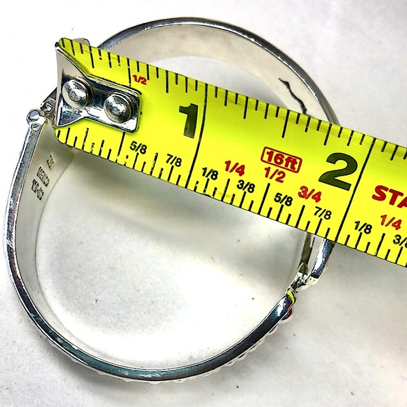 TAXCO Sterling Silver Hinge Bangle Cuff Art Deco Style MINT CONDITION - Picture 15 of 17